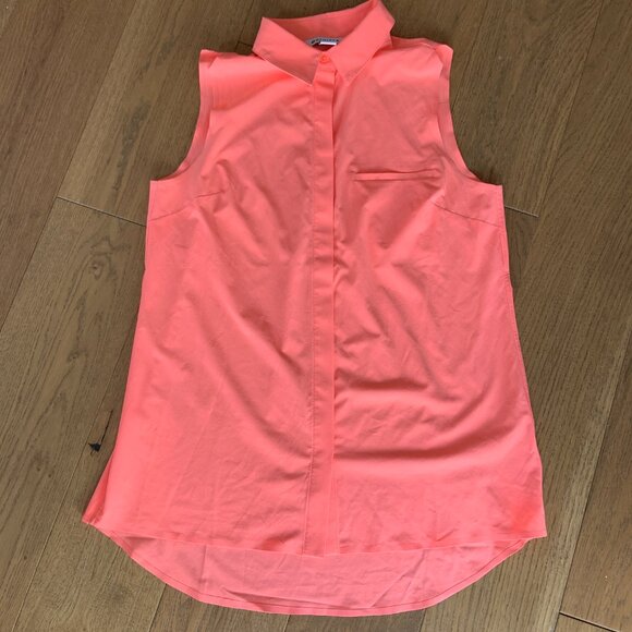 Women's Athleta Urbanite II Button Up Tank Top Bright Coral Size S - Picture 4 of 9